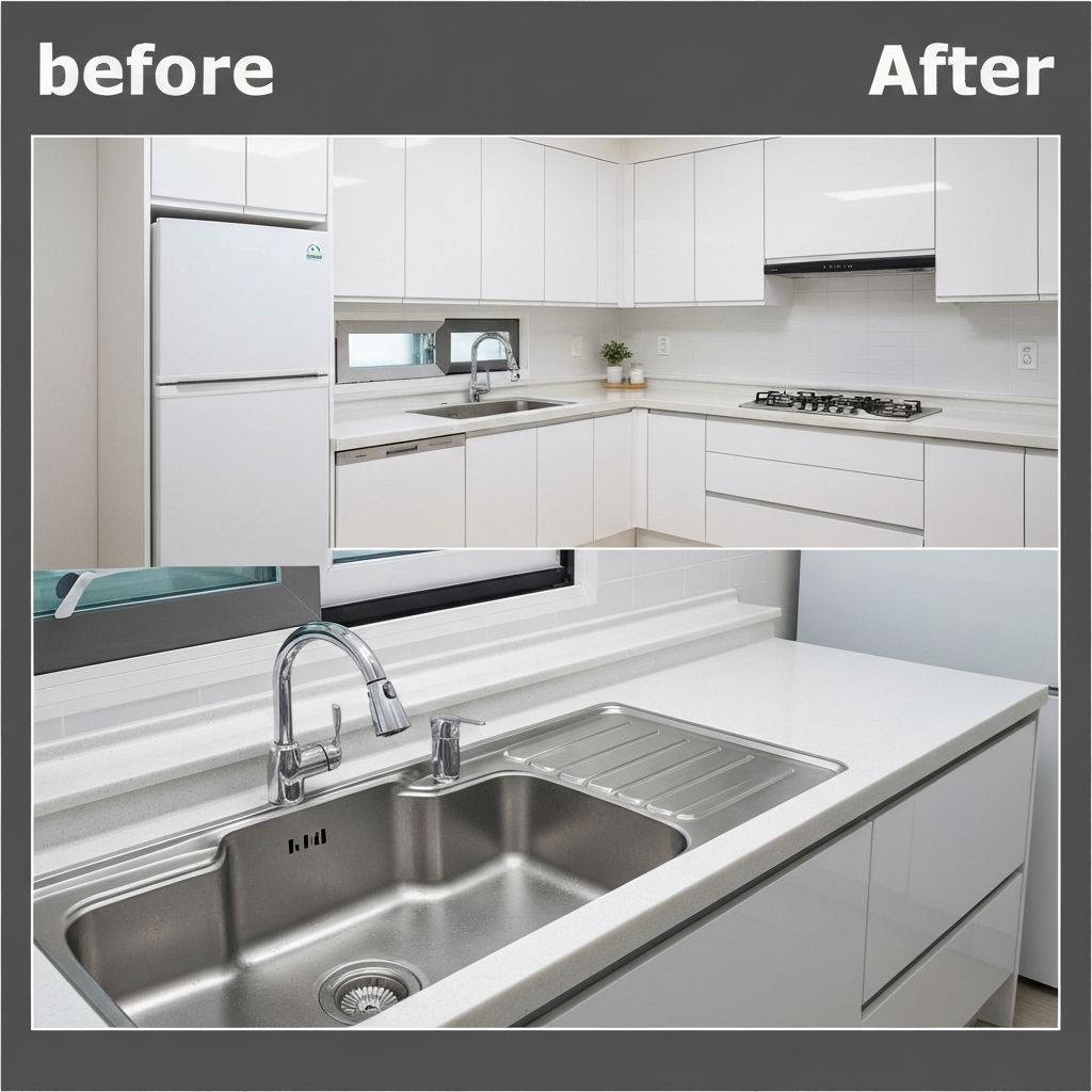 수리 완료된 깨끗한 싱크대